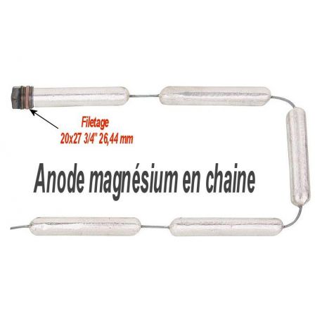 Anode magnésium en chaîne D 22 Lg 800 3/4"