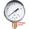 manomètre 0/10 bars radial filetage M 1/4" 8x13 plomberie sanitaire chauffage