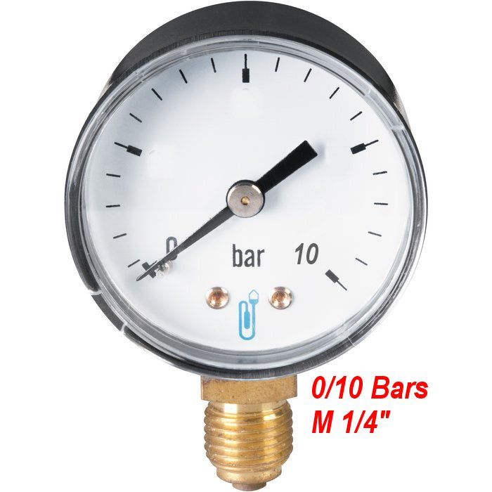 Manomètre diamètre 50 raccord 1/8 M et 1/4 M pour compresseur, pression  maxi 10 bar