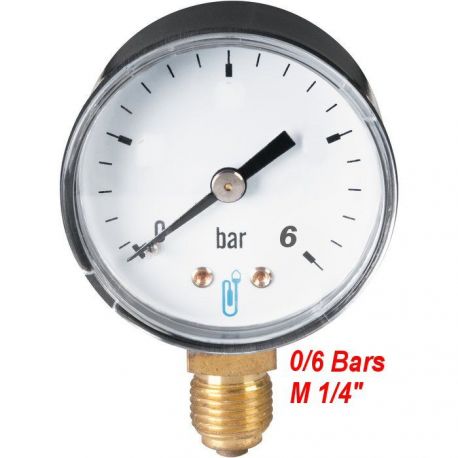 manomètre 0/6 bars radial filetage M 1/4" 8x13 plomberie sanitaire chauffage