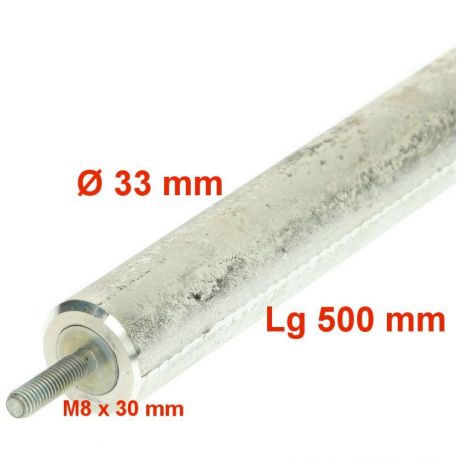 anode magnésium Ø 33 mm Lg 500 mm anode sacrificielle pour montage isolé Ø 33 mm Lg 500 mm