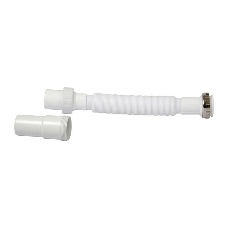 Tuyau De Vidange Flexible Extensible Pour Robinet - Blanc - Diamètre 16/18mm - Longueurs 0.5m à 3m - En PP Avec Pince