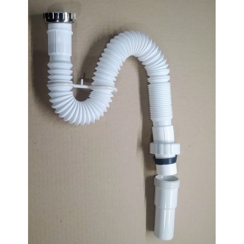 Plastique Vidange Tuyau 100cm Extensible Tube Lavage Flexible Siphon Gris  Kit 1