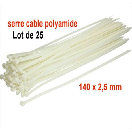 25 serre câble polyamide 140 x 2,5 mm vendu par lot