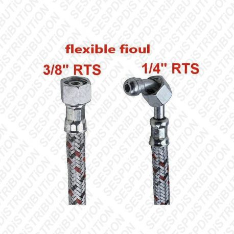 flexible fioul coudé raccord droit F 3/8" coudé F 1/4"
