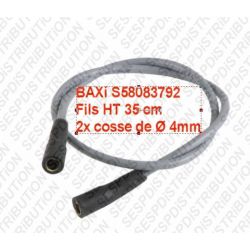 Cable d'électrode S58083792 cosse 4 mm Haute Température chappé baxi