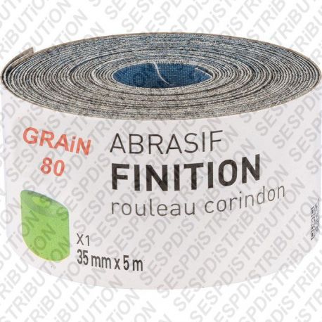 abrasif grain de 80 rouleau d'atelier au corindon larg 35 mm LG 5 mètres