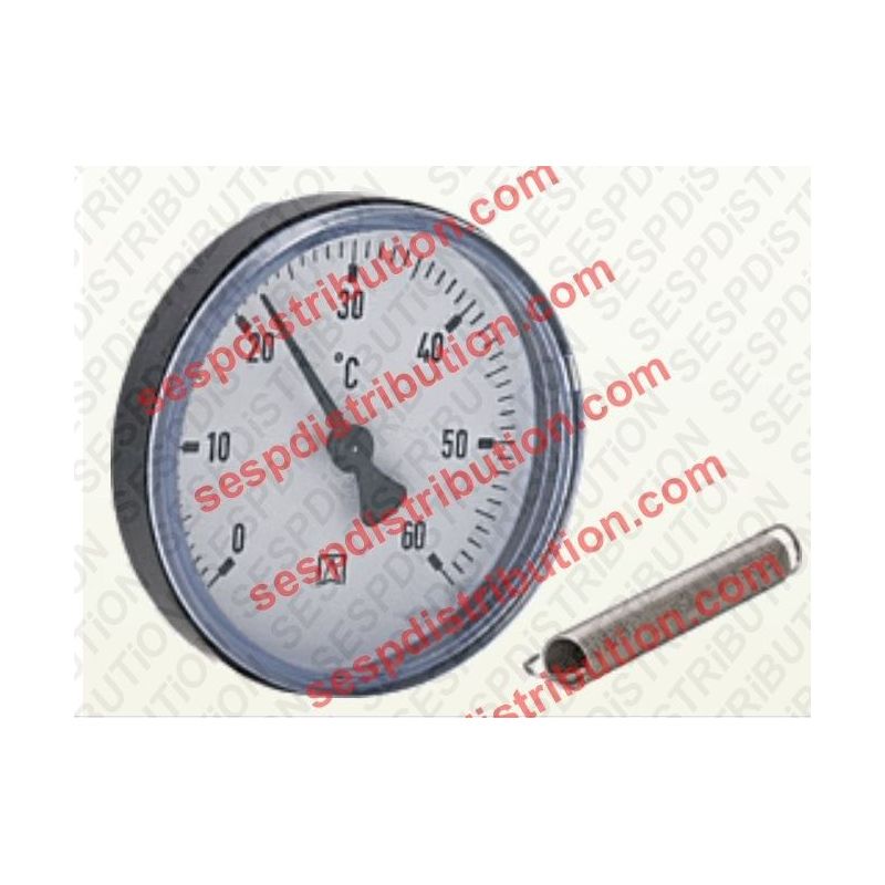 Thermomètre 0-120° avec ressort, avec clip pour montage sur tuyau, surface  bimétallique en acier inoxydable - 63MM : : Bricolage