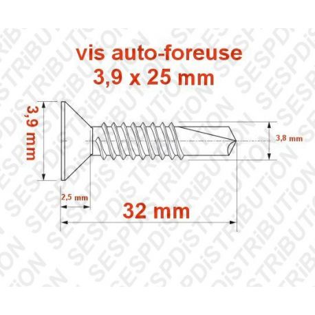 Vis à tôle auto-foreuse tête fraisée pozidriv acier zingué autoperceuse