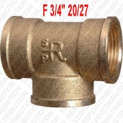 raccord laiton en Té à visser FFF 3/4" 20/27