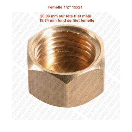 Bouchon laiton raccord à visser filetage Femelle F 1/2" 15x21