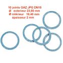 10 joints GAZ JPG DN15 23,8x18,4x2 joint fibre aramide NBR joint Bleu