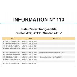 manuel Liste d'interchangeabilité Suntec AT2, ATE2 / Suntec ATUV