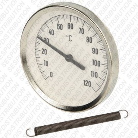 Thermomètre à contact bimétallique 0 à +120 °C boîtier 80 mm