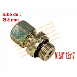 raccord à compression M3/8" tube de 8 mm x DN10 avec joint torique + MS-SR version courte filetage cylindrique
