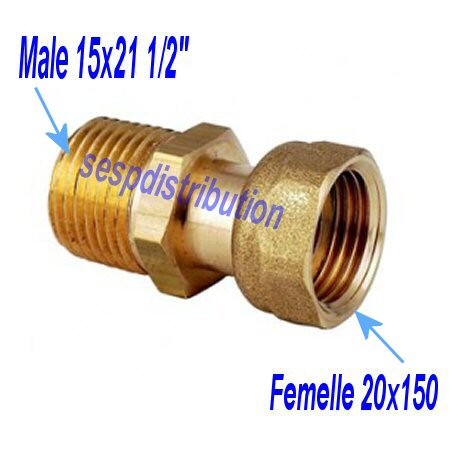 réduction femelle G 1/2 mâle M20x150 + joint